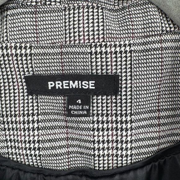 Premise One Button Blazer Jacket Women's‎ Size 4 Black/White Plaid - Picture 10 of 12